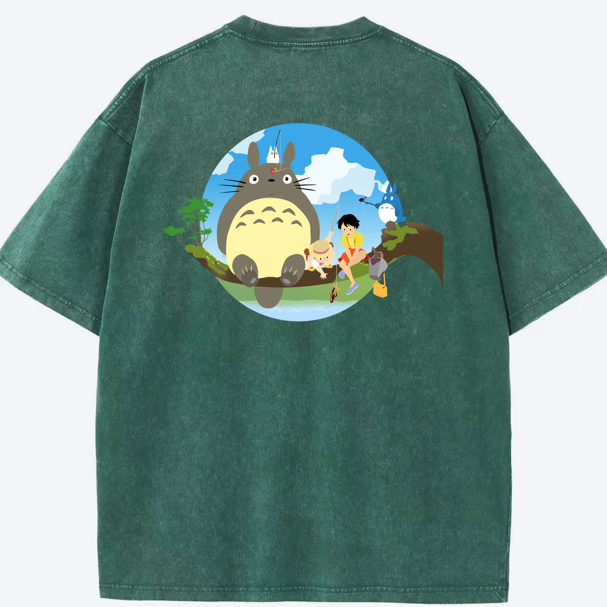 （画像用） となりのトトロ 草壁メイ 草壁サツキ My Neighbor Totoro Satsuki Kusakabe Mei Kusakabe 綿100% ヴィンテージ風 半袖Tシャツ（背面プリント）